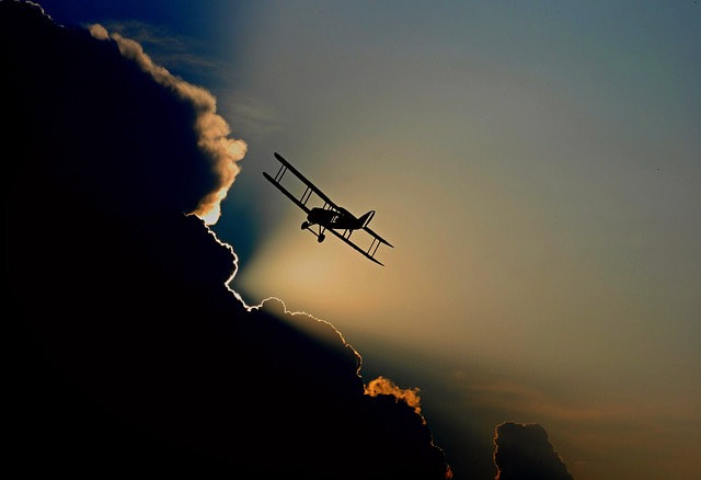 An aviator in the clouds
